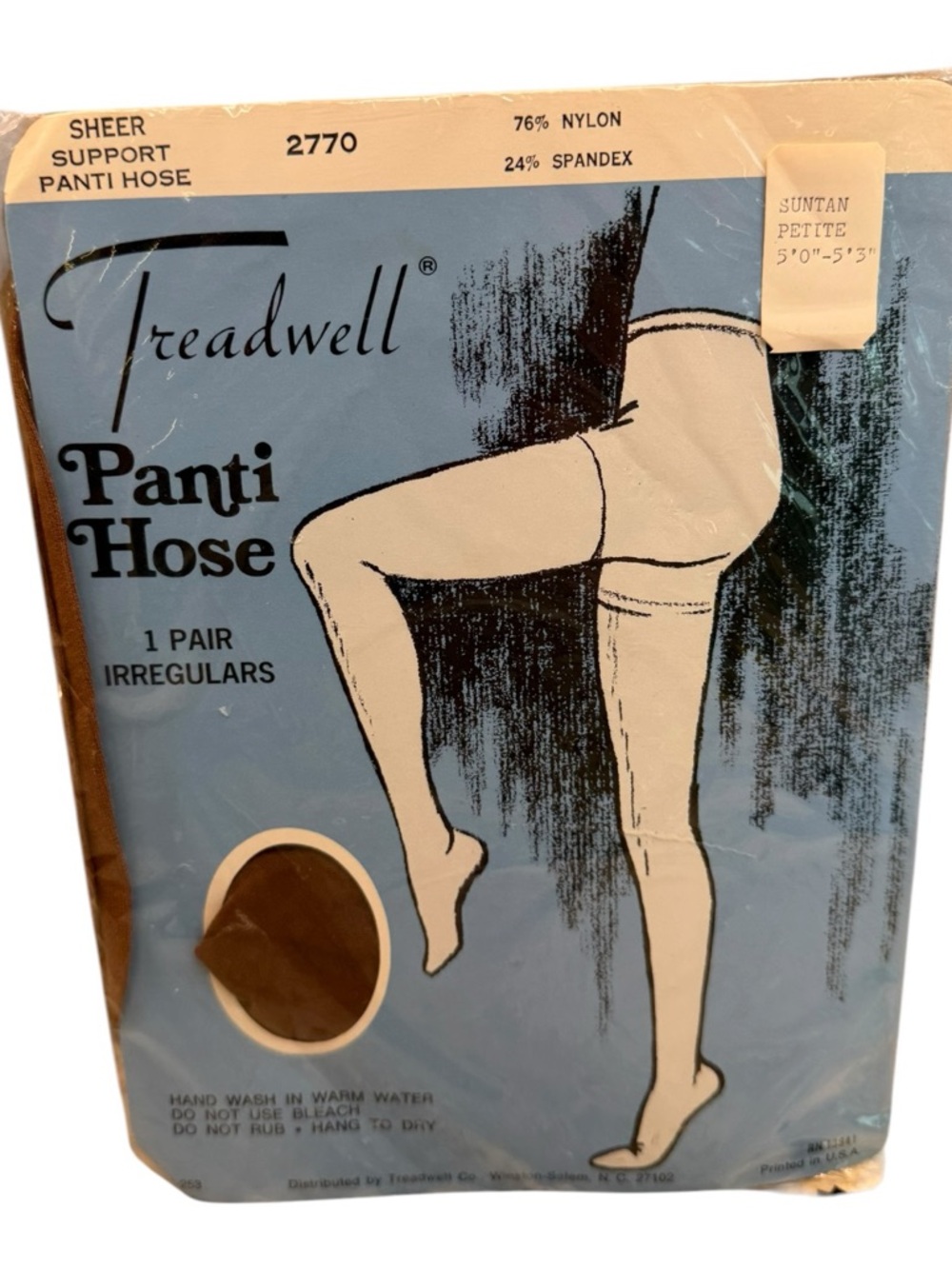 Vintage Treadwell Sheer Support Pantyhose Suntan Petite 2770